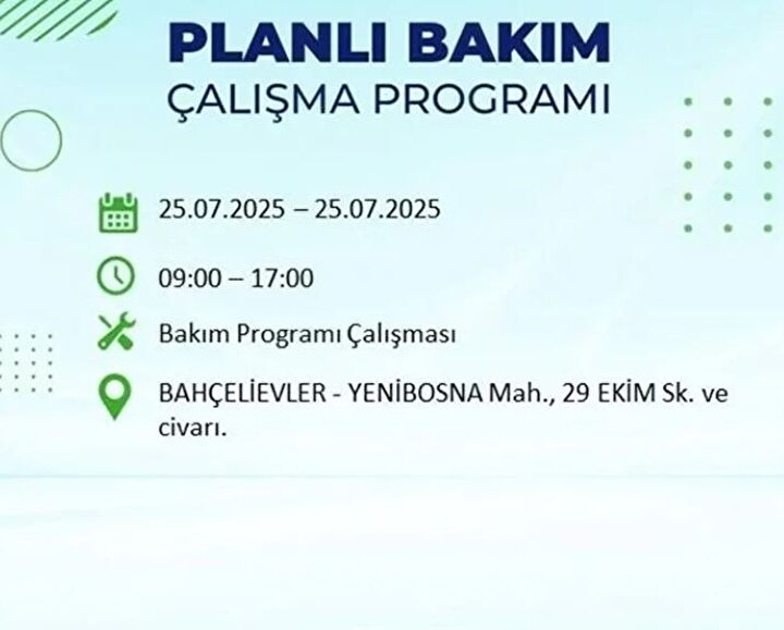 Bahçelievler Elektrik Kesintisi